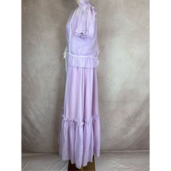 Vintage 70s Gunne Sax Style Maxi with Caplet Puff Sleeves Dress - Picture 5 of 11